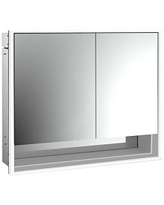 Emco Loft armoire à miroir éclairée à encastrer 979805211 800x733mm, compartiment inférieur LED 2 portes, porte large à gauche, aluminium/ Spiegel