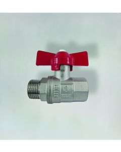 Fukana ball valve with butterfly handle 53211 red, AG x IG 2000 /2&quot;, DIN 50930-6, brass
