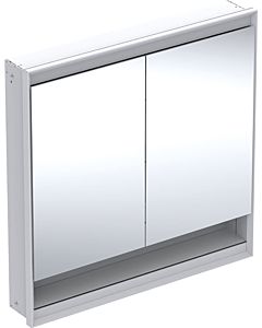 Geberit One Spiegelschrank 505823002 90 x 90 x 15cm, weiß/Aluminium pulverbeschichtet, mit Nische und ComfortLight, 2 Türen