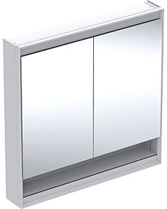 Geberit One armoire à glace 505833002 90 x 90 x 15 cm, blanc / aluminium thermolaqué, avec niche et ComfortLight, 2 portes