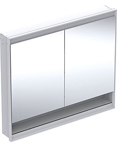 Geberit One mirror cabinet 505824002 105 x 90 x 15 cm, white/aluminium powder-coated, with niche and ComfortLight, 2 doors