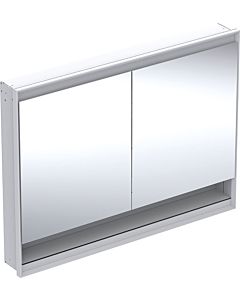 Geberit One mirror cabinet 505825002 120 x 90 x 15 cm, white/aluminium powder-coated, with niche and ComfortLight, 2 doors