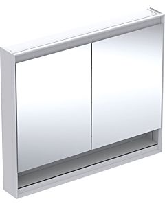 Geberit One mirror cabinet 505834002 105 x 90 x 15 cm, white/aluminium powder-coated, with niche and ComfortLight, 2 doors