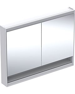 Geberit One mirror cabinet 505835002 120 x 90 x 15 cm, white/aluminium powder-coated, with niche and ComfortLight, 2 doors