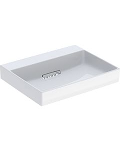 Geberit One lavabo 505033001 60 cm, sans trou pour robinet ni trop-plein, blanc KeraTect/couvercle blanc