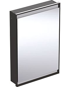 Geberit One flush-mounted mirror cabinet 505800007 60x90x15cm, with ComfortLight, 2000 door, hinged left, matt black/powder-coated aluminum