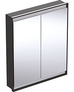 Geberit One flush-mounted mirror cabinet 505802007 75 x 90 x 15 cm, matt black/powder-coated aluminium, with ComfortLight, 2 doors