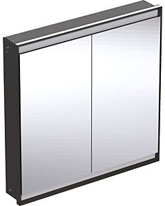 Geberit One flush-mounted mirror cabinet 505803007 90 x 90 x 15cm, matt black/powder-coated aluminum, with ComfortLight, 2 doors