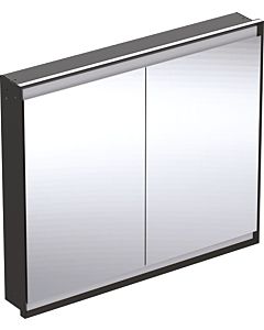 Geberit One flush-mounted mirror cabinet 505804007 105 x 90 x 15 cm, matt black/powder-coated aluminum, with ComfortLight, 2 doors
