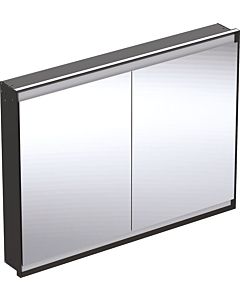 Geberit One flush-mounted mirror cabinet 505805007 120 x 90 x 15 cm, matt black/powder-coated aluminum, with ComfortLight, 2 doors