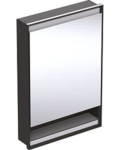 Geberit One flush-mounted mirror cabinet 505820007 60x90x15cm, with niche, 2000 door, stop on the left, matt black/powder-coated aluminum