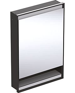 Geberit One flush-mounted mirror cabinet 505821007 60x90x15cm, with niche, 2000 door, stop on the right, matt black/powder-coated aluminum