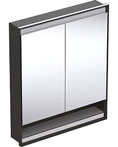 Geberit One flush-mounted mirror cabinet 505822007 75 x 90 x 15 cm, matt black/powder-coated aluminum, with niche and ComfortLight, 2 doors