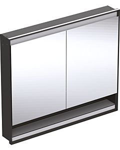 Geberit One flush-mounted mirror cabinet 505824007 105 x 90 x 15 cm, matt black/powder-coated aluminum, with niche and ComfortLight, 2 doors