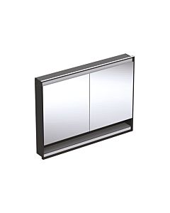 Geberit One flush-mounted mirror cabinet 505825007 120 x 90 x 15 cm, matt black/powder-coated aluminum, with niche and ComfortLight, 2 doors