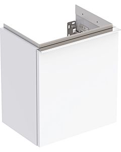 Geberit iCon hand washbasin base cabinet 502301012 37x41.5x27.9cm, 2000 door, left hinged, high-gloss white, bright chrome-plated handle