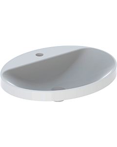 Geberit VariForm bassin 500727012 60x48cm, avec plage de robinetterie, sans trop - plein, de forme ovale, blanc