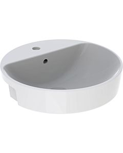 Geberit VariForm lavabo semi-encastré 500782012 d = 50cm, avec trou pour robinetterie, trop-plein, rond, blanc