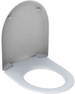 Geberit Renova WC 573035000 sans abaissement automatique, fixation en dessous, charnières en acier inoxydable, antibactérien, blanc