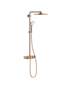 Grohe shower system 26507DL0 warm sunset brushed, with surface-mounted thermostat, shower arm 45cm swiveling