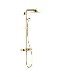 Grohe shower system 26507GL0 cool sunrise, with surface-mounted thermostat, swiveling shower arm 45cm