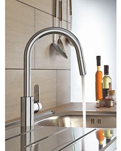 Grohe Get kitchen faucet 31484001 chrome, with C-spout and dual rinsing spray