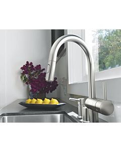 Grohe Minta kitchen faucet 32321DC2 supersteel, pull-out dual spray head, C spout