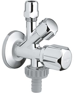 Grohe WAS combination angle valve 22033000 3/8&quot; x 3/8&quot; x 3/4&quot;, chrome, wall rosette, not self-adhesive