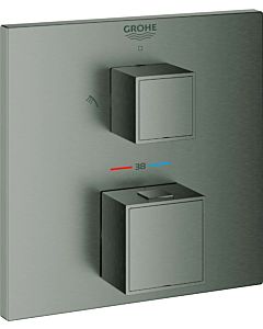 Grohe Grohtherm Cube trim set 24154AL0 brushed hard graphite, concealed shower thermostat with 2-way diverter