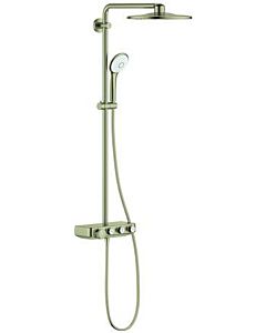 Grohe shower system 26507EN0 brushed nickel, with surface-mounted thermostat, swiveling shower arm 45cm