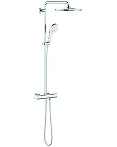 Grohe Rainshower shower system 26647LS0 moon white, with surface-mounted thermostat, shower arm 45cm swiveling