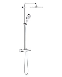 Grohe Rainshower shower system 27966001 chrome, with surface-mounted thermostat, shower arm 45cm swiveling