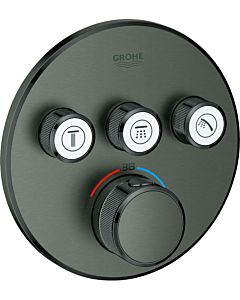 Grohe Grohtherm Smartcontrol Grohe kit 29121AL0 brushed hard graphite, round, concealed thermostat, 3 shut-off valves