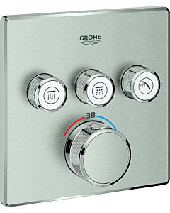 Grohe Smartcontrol trim set 29126DC0 supersteel, square, concealed thermostat, 3 shut-off valves