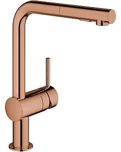 Grohe Minta single-lever sink mixer 30274DA0 warm sunset, pull-out dual shower head, L-spout
