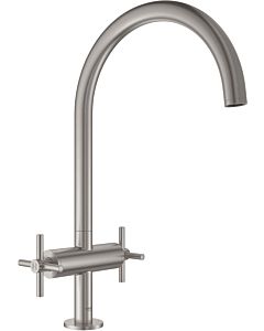 Grohe Atrio 2-handle sink mixer 30362DC0 supersteel, with C-spout with mousseur