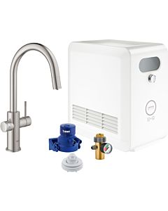 Grohe Blue Professional single-lever sink mixer 31325DC2 supersteel, starter kit, C-spout, Bluetooth / WIFI
