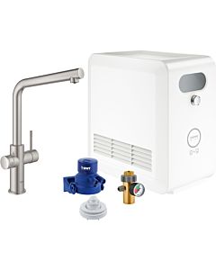 Grohe Blue Professional single-lever sink mixer 31347DC3 supersteel, starter kit, L-spout, Bluetooth / WIFI