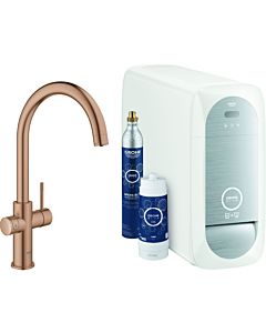 Grohe Blue Home single lever sink mixer 31455DL1 warm sunset brushed, C-spout starter kit