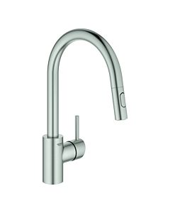 Grohe Concetto single-lever sink mixer 31483DC2 supersteel, swiveling pipe spout, pull-out dual shower head