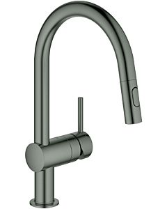 Grohe Minta single-lever sink mixer 32321AL2 brushed hard graphite, pull-out dual spray, C spout