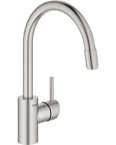 Grohe Concetto single-lever sink mixer 32663DC3 supersteel, swiveling pipe spout, internal water flow