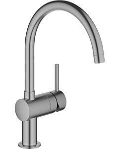 Grohe Minta single-lever sink mixer 32917AL0 brushed hard graphite, swiveling pipe spout, C-spout