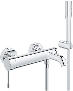 Grohe Essence new single-lever bath mixer 33628001 chrome, wall-mounted, with shower set