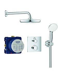 Grohe Grohtherm système de douche à encastrer 34729000 chromé , avec thermostat à encastrer, bras de douche 28,6 cm