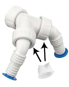 HAAS combination double hose nozzle 2913 37 mm, 2000 &quot;, polypropylene, white, with backflow preventer