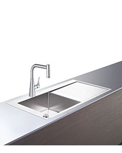 hansgrohe Select sink combination 43229800 1045 x 510 mm, 2000 main bowl left, drainer, stainless steel look