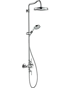 hansgrohe Axor Montreux Showerpipe 16572340 mit Thermostat, Kopfbrause, 240mm, 1jet, brushed black chrome