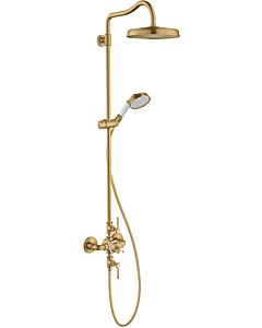 hansgrohe Axor Montreux Showerpipe 16572250 mit Thermostat, Kopfbrause, 240mm, 1jet, brushed gold optic