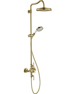 hansgrohe Axor Montreux Showerpipe 16572950 mit Thermostat, Kopfbrause, 240mm, 1jet, brushed brass